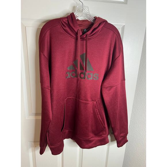 Adidas Men's Logo Hoodie Sweatshirt Burgundy/Brown ~ Size XL - Picture 1 of 5